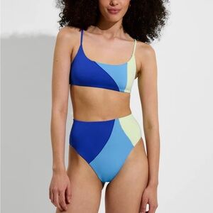 Left on Friday x dune large Colorblock hi hi bikini bottom blue new w tags
